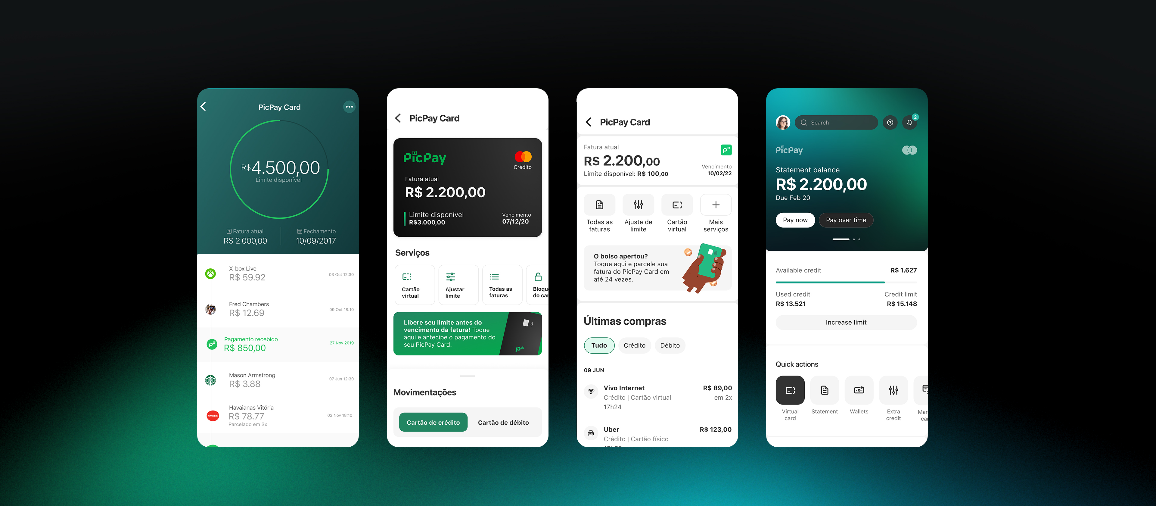 PicPay Card — redesigned screens